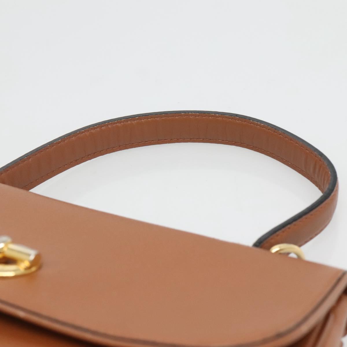 CELINE Hand Bag Leather 2way Brown Gold Auth hk2507