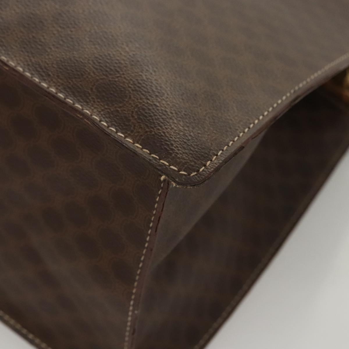 CELINE Macadam Canvas Hand Bag PVC Leather Brown Gold Auth hk2512