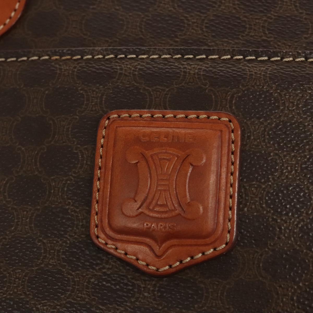 CELINE Macadam Canvas Hand Bag PVC Leather Brown Gold Auth hk2512