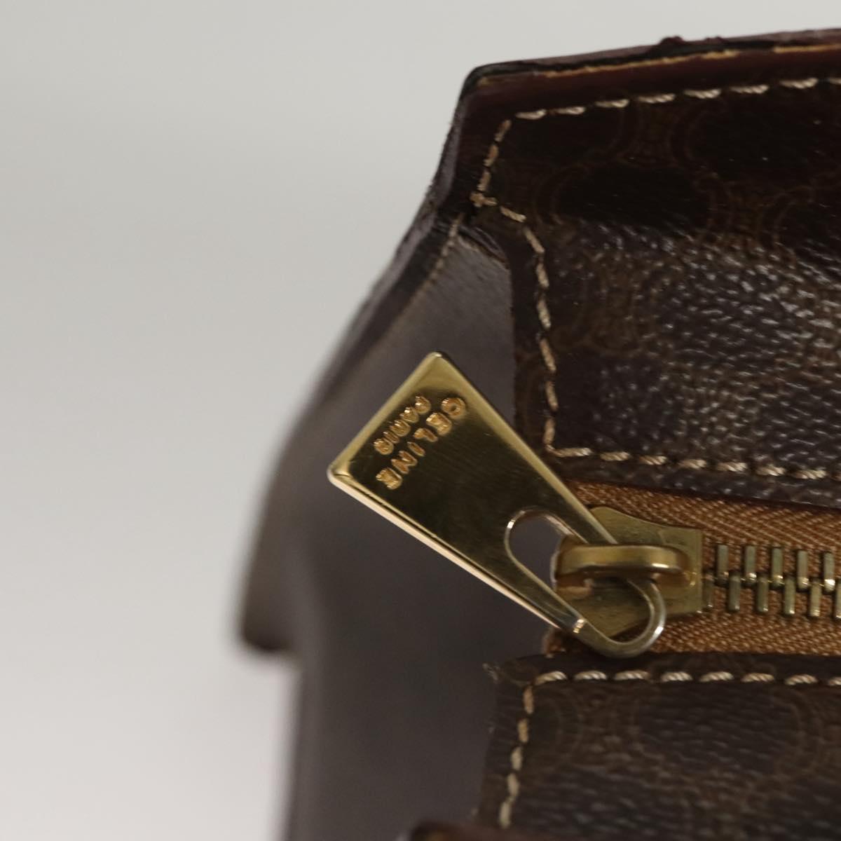 CELINE Macadam Canvas Hand Bag PVC Leather Brown Gold Auth hk2512