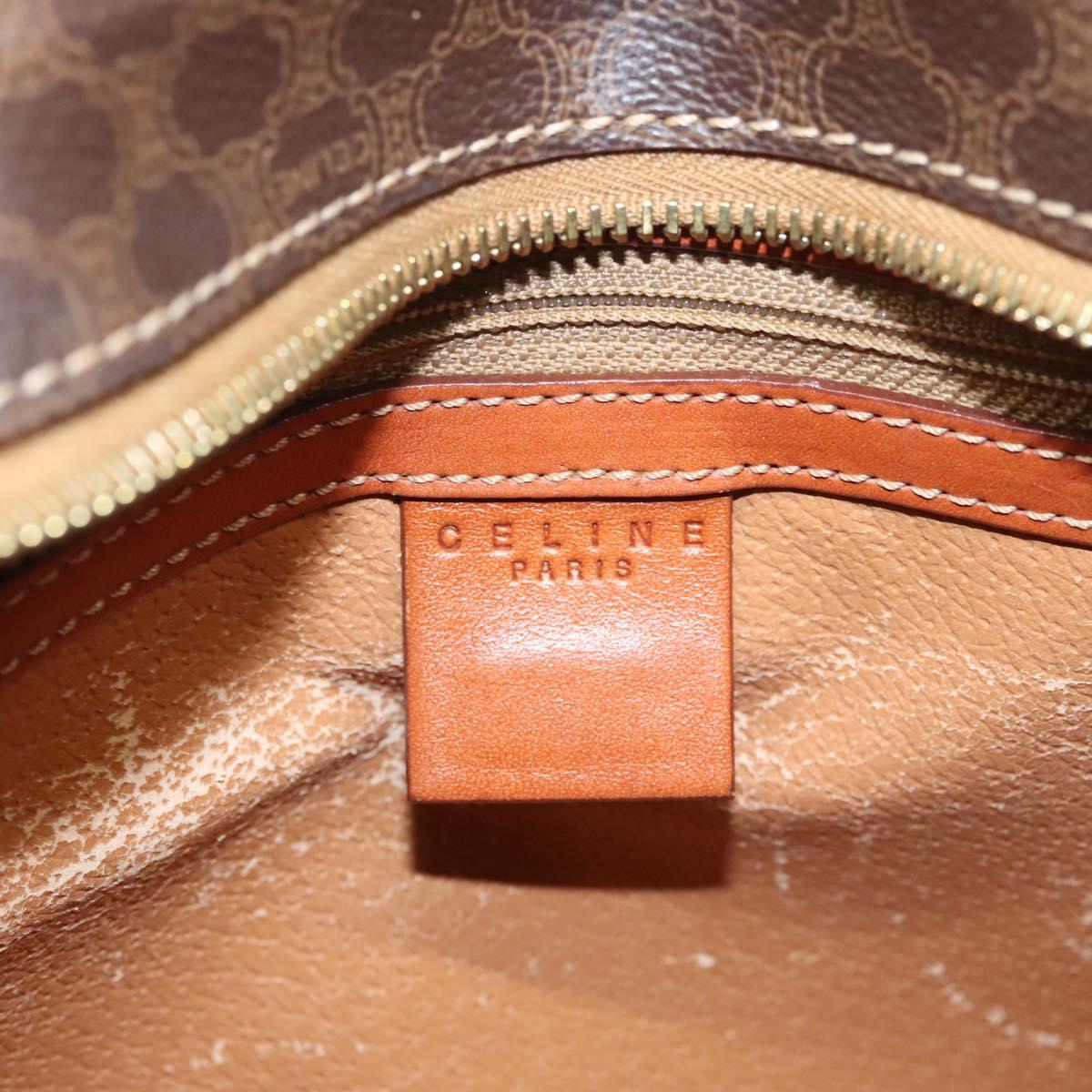CELINE Macadam Canvas Hand Bag PVC Leather Brown Gold Auth hk2512