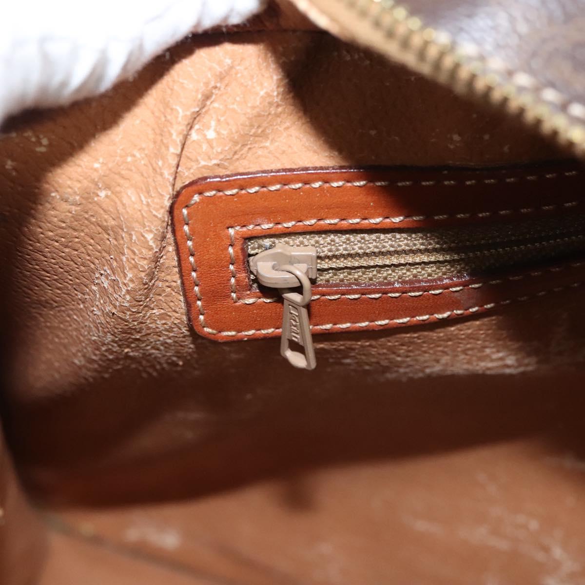 CELINE Macadam Canvas Hand Bag PVC Leather Brown Gold Auth hk2512