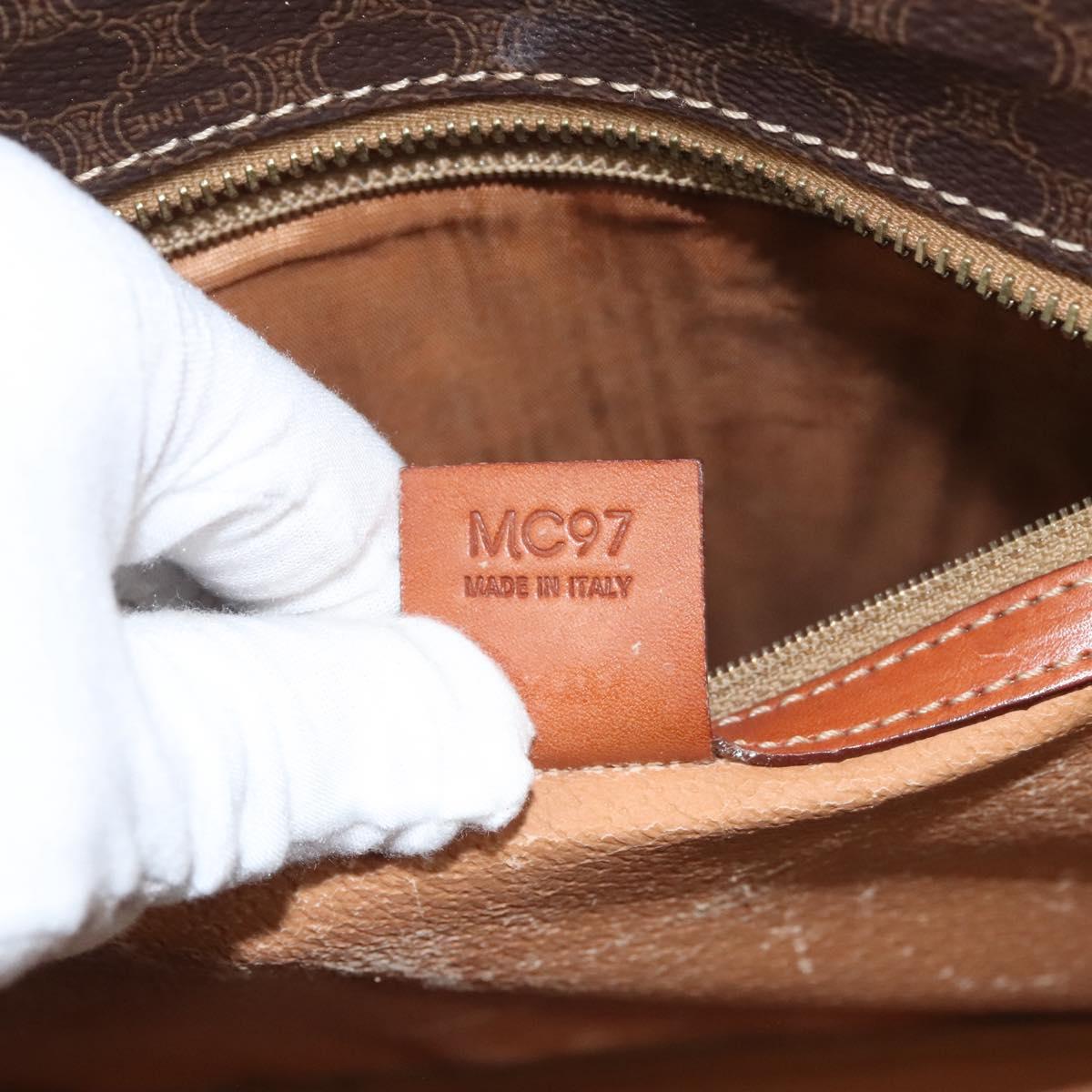 CELINE Macadam Canvas Hand Bag PVC Leather Brown Gold Auth hk2512