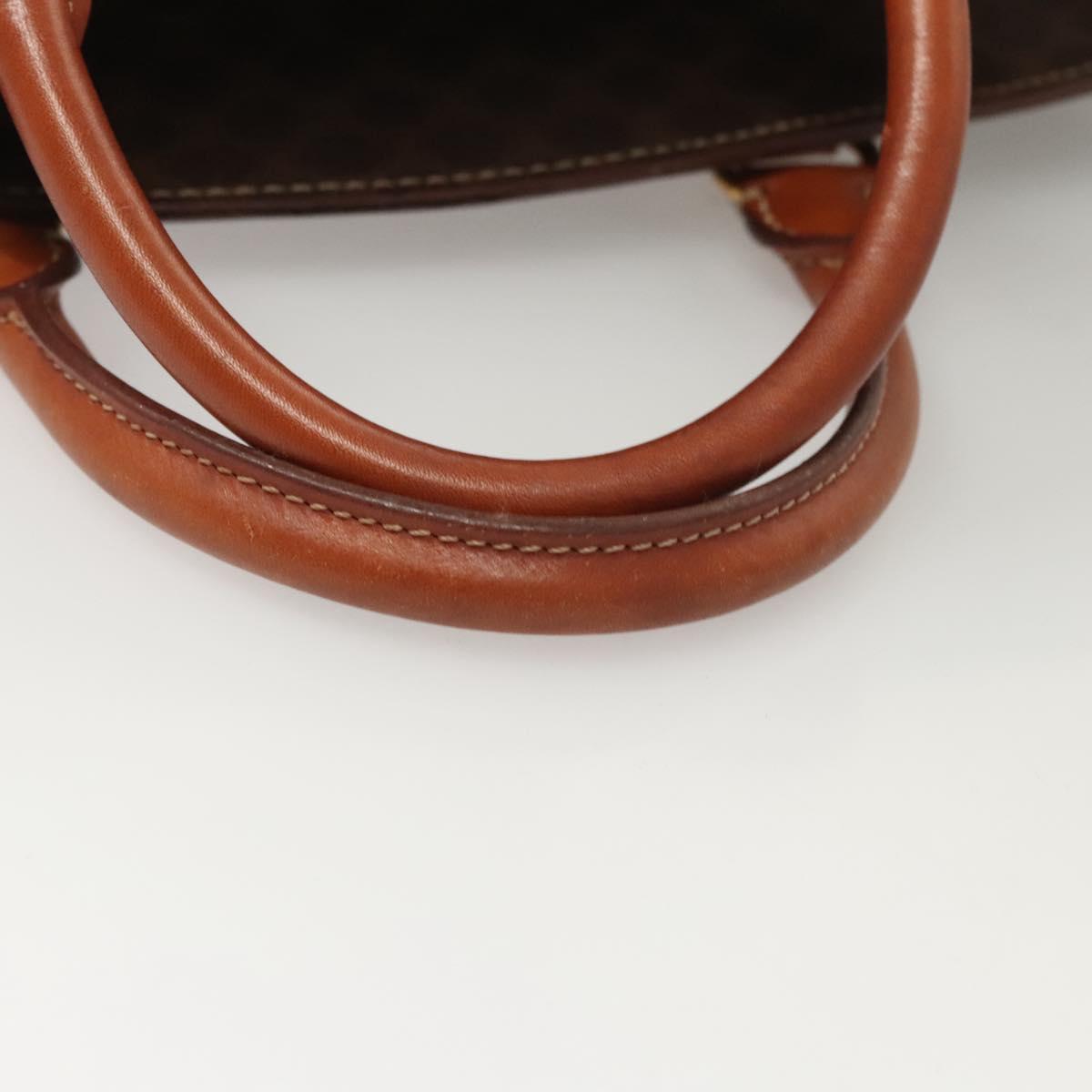 CELINE Macadam Canvas Hand Bag PVC Leather Brown Gold Auth hk2512