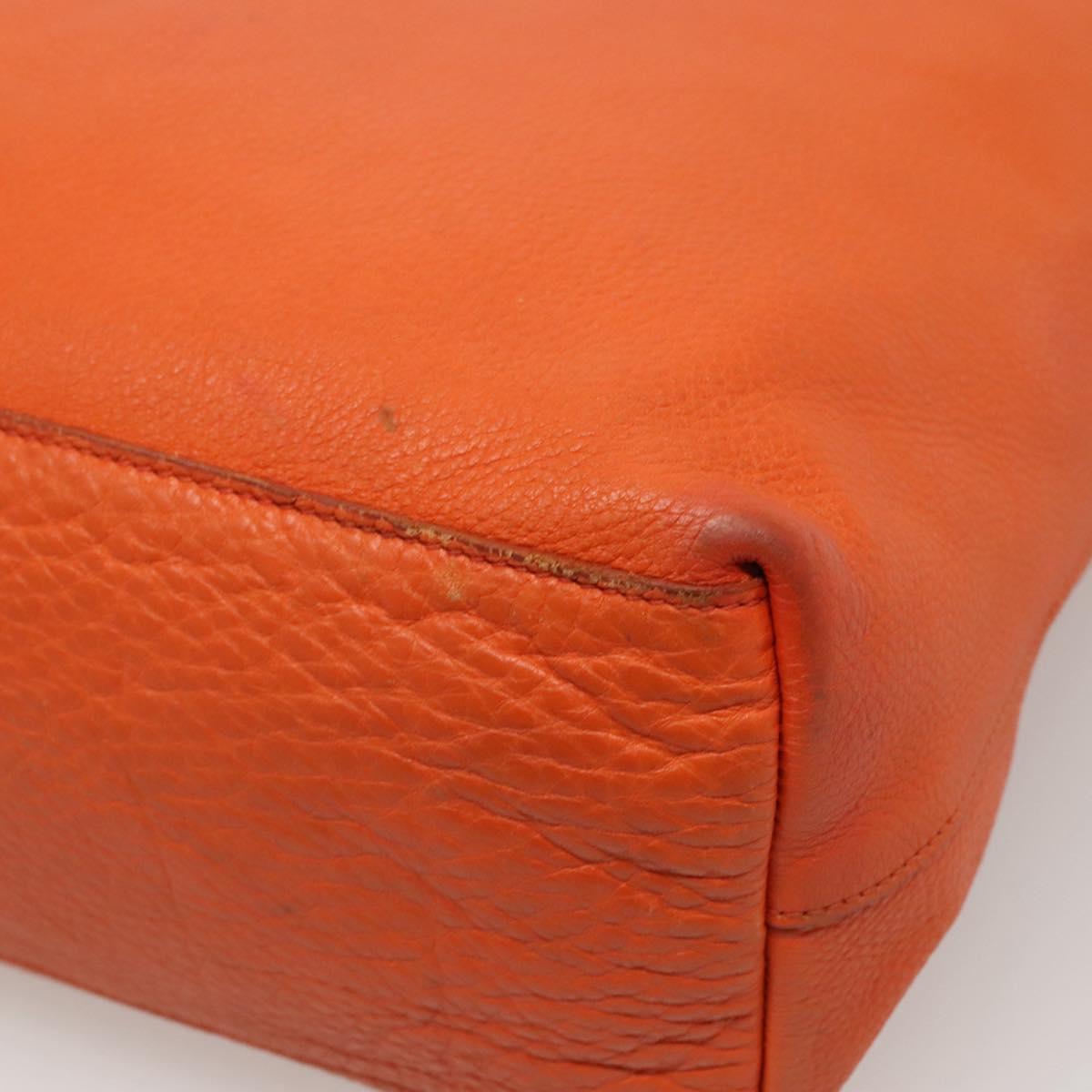 PRADA Tote Bag Leather Orange Gold Auth hk2515