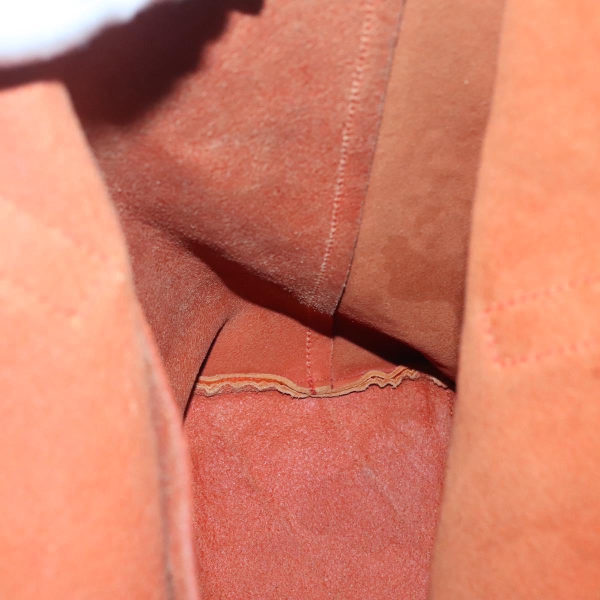 PRADA Tote Bag Leather Orange Gold Auth hk2515