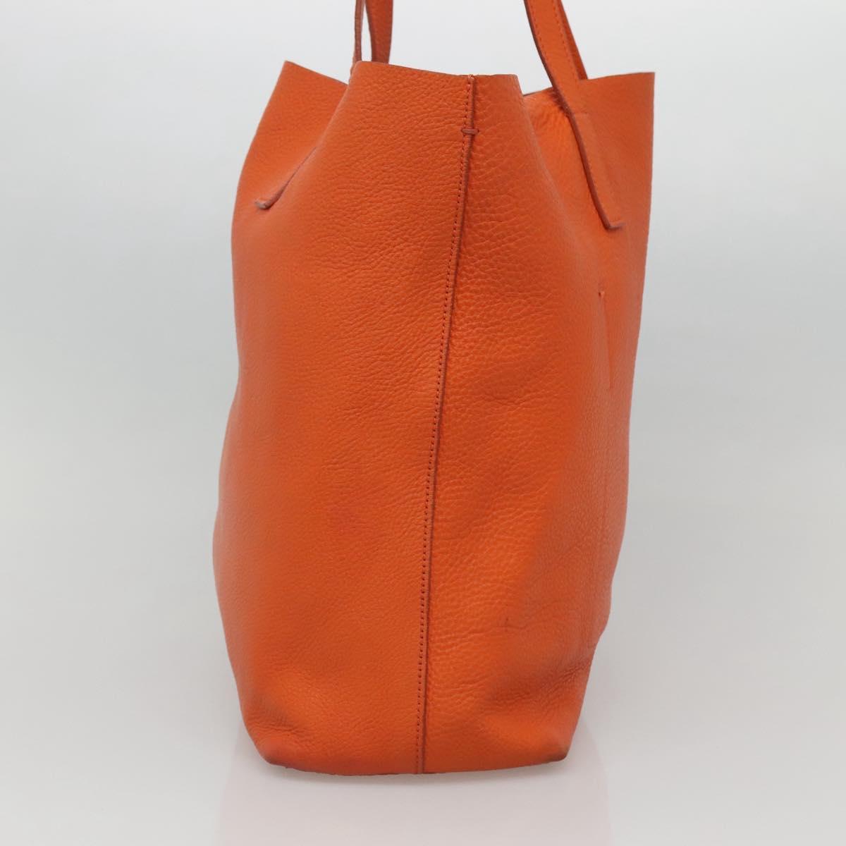 PRADA Tote Bag Leather Orange Gold Auth hk2515