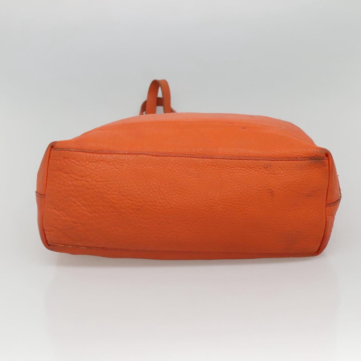 PRADA Tote Bag Leather Orange Gold Auth hk2515