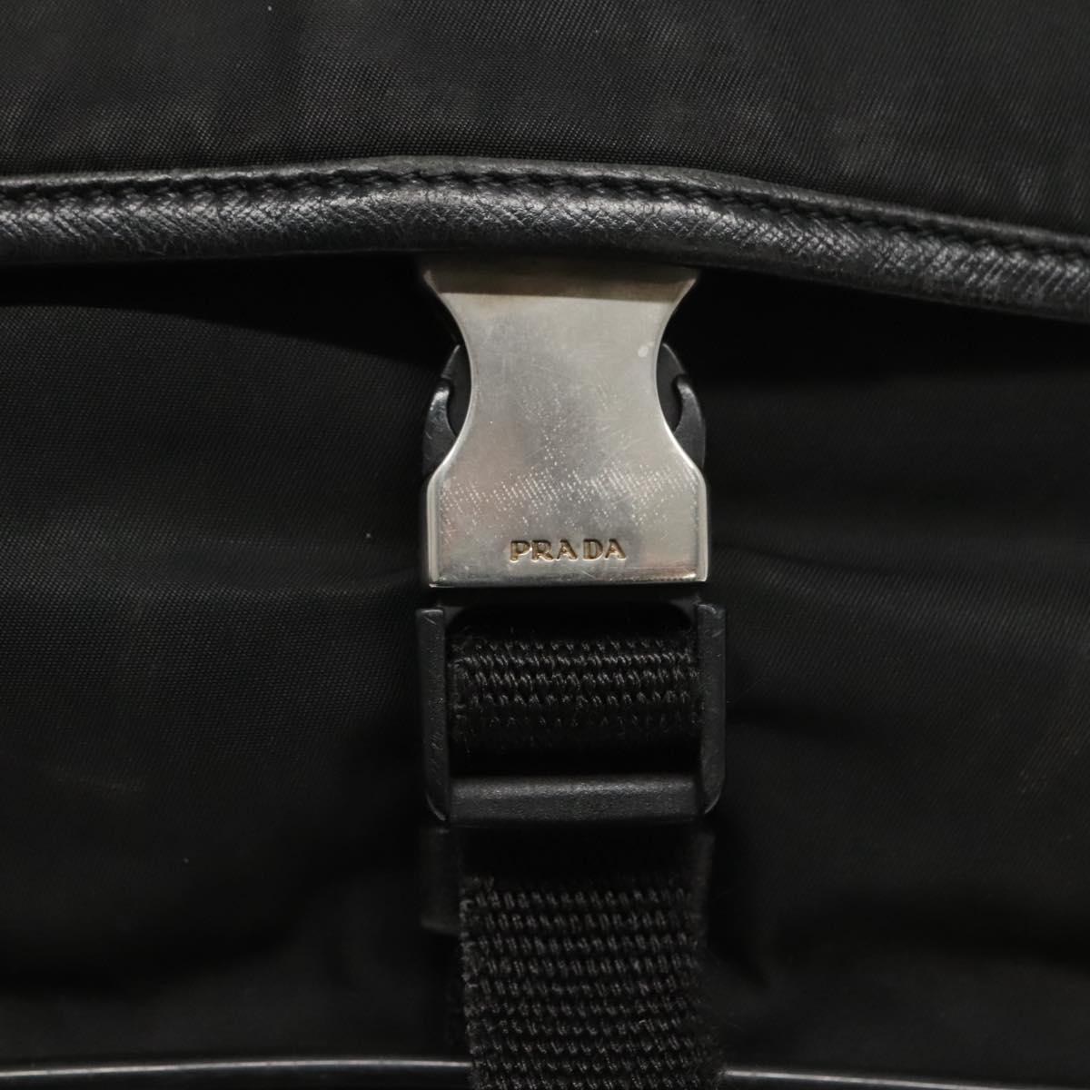 PRADA Shoulder Bag Nylon Black Silver Auth hk2516