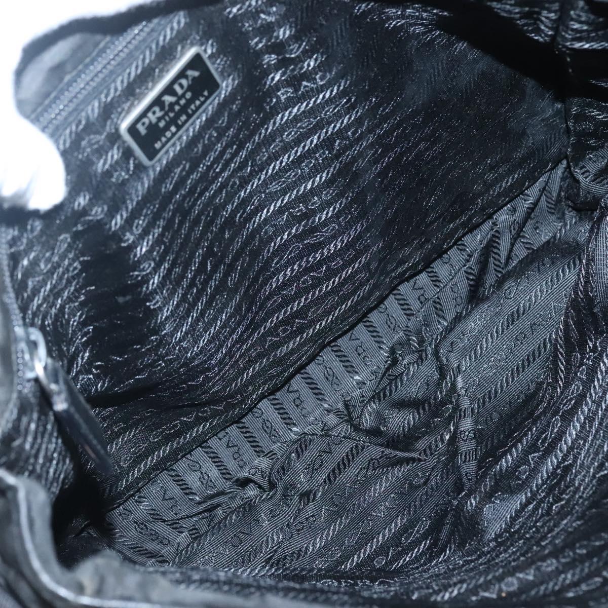 PRADA Shoulder Bag Nylon Black Silver Auth hk2516