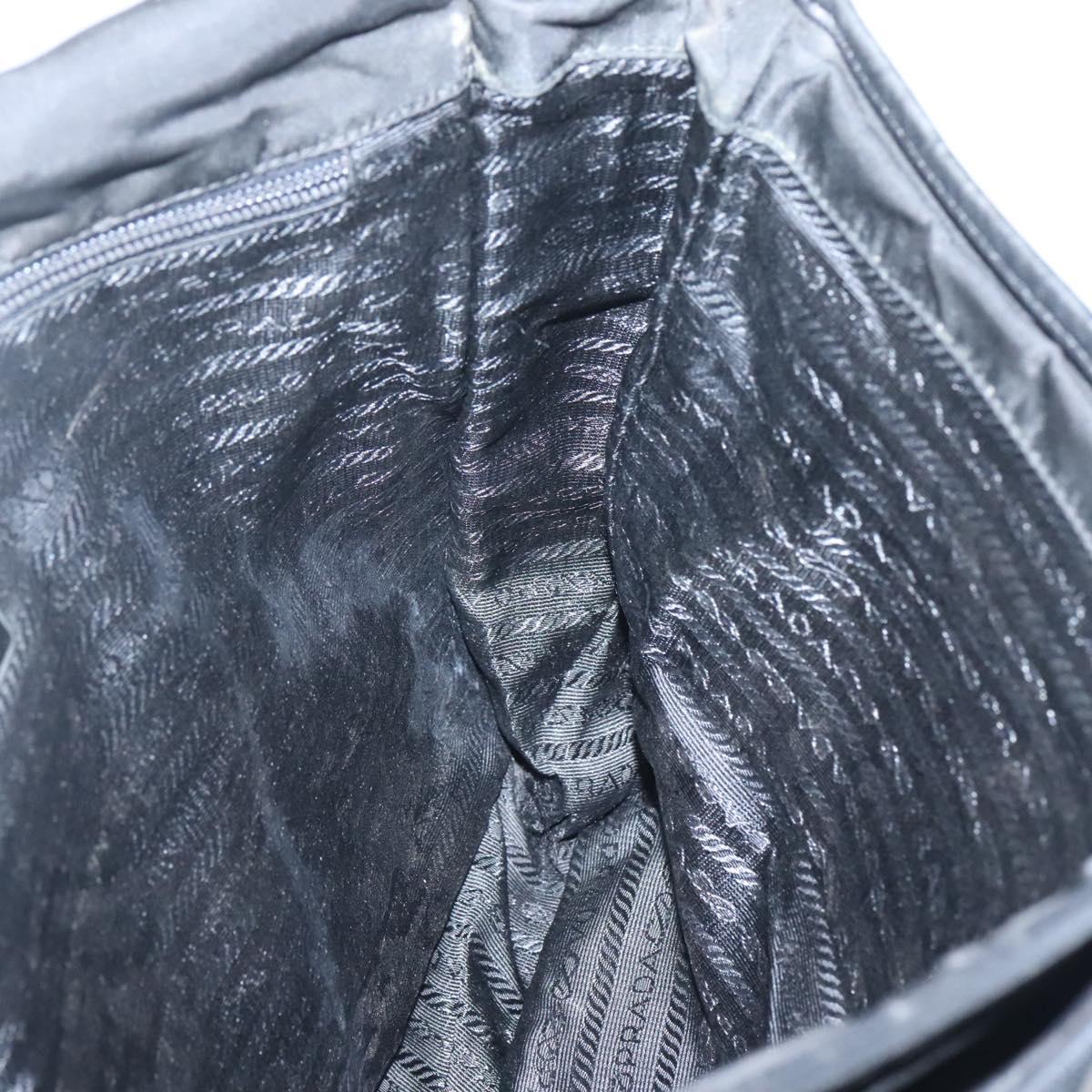 PRADA Shoulder Bag Nylon Black Silver Auth hk2516