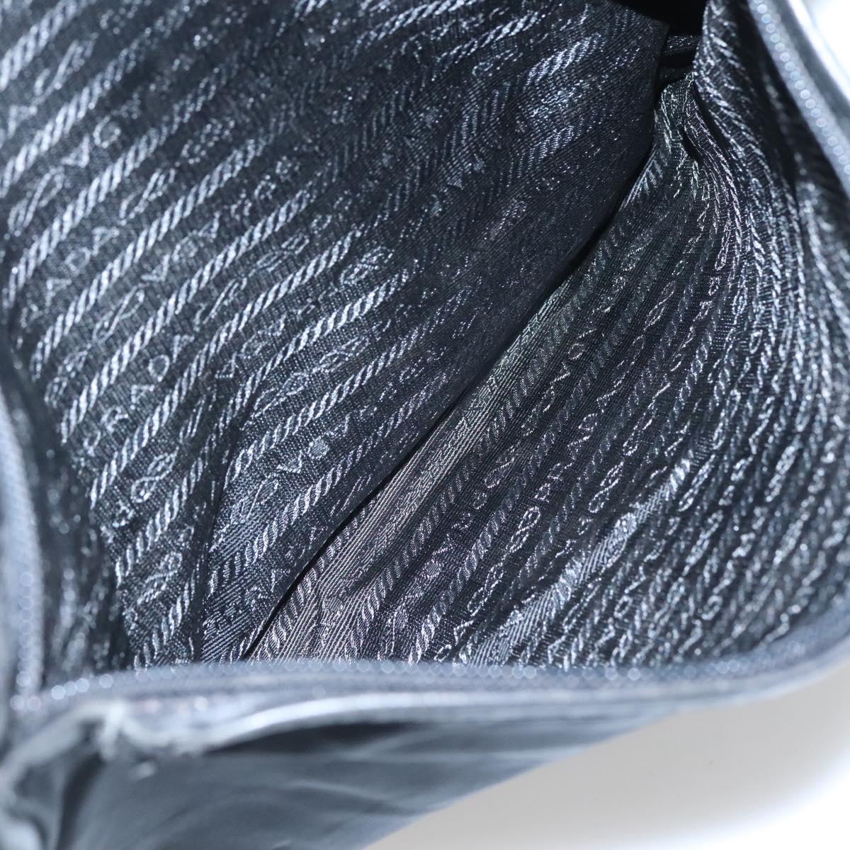 PRADA Shoulder Bag Nylon Black Silver Auth hk2516