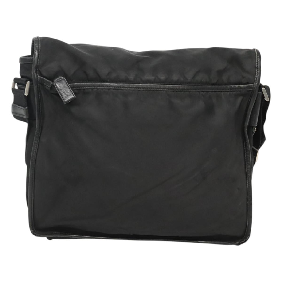 PRADA Shoulder Bag Nylon Black Silver Auth hk2516