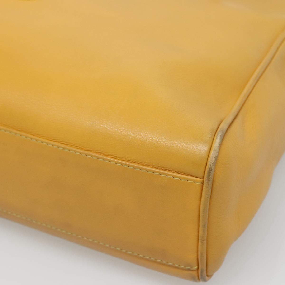 Christian Dior Tote Bag Leather Yellow Gold Auth hk2518