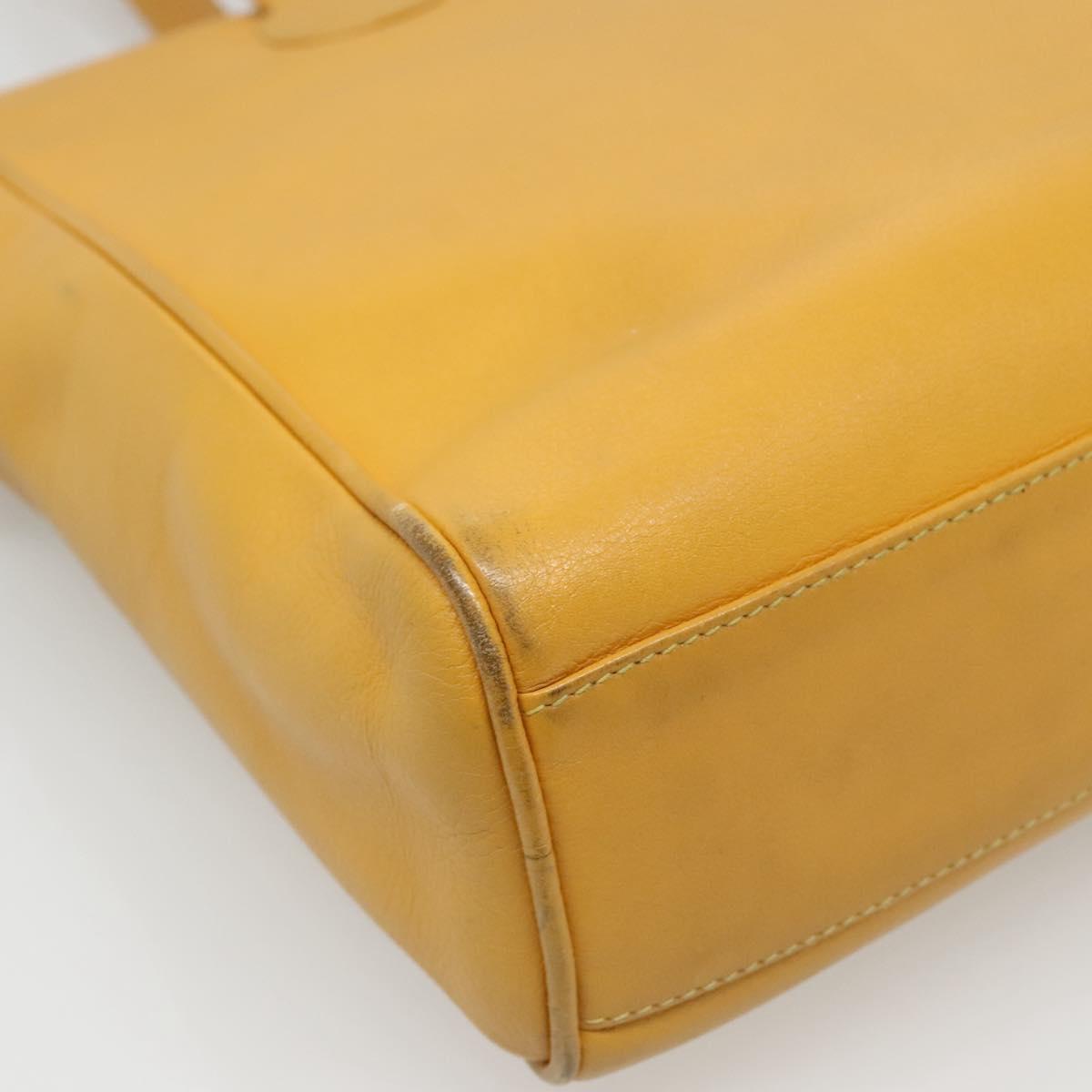 Christian Dior Tote Bag Leather Yellow Gold Auth hk2518