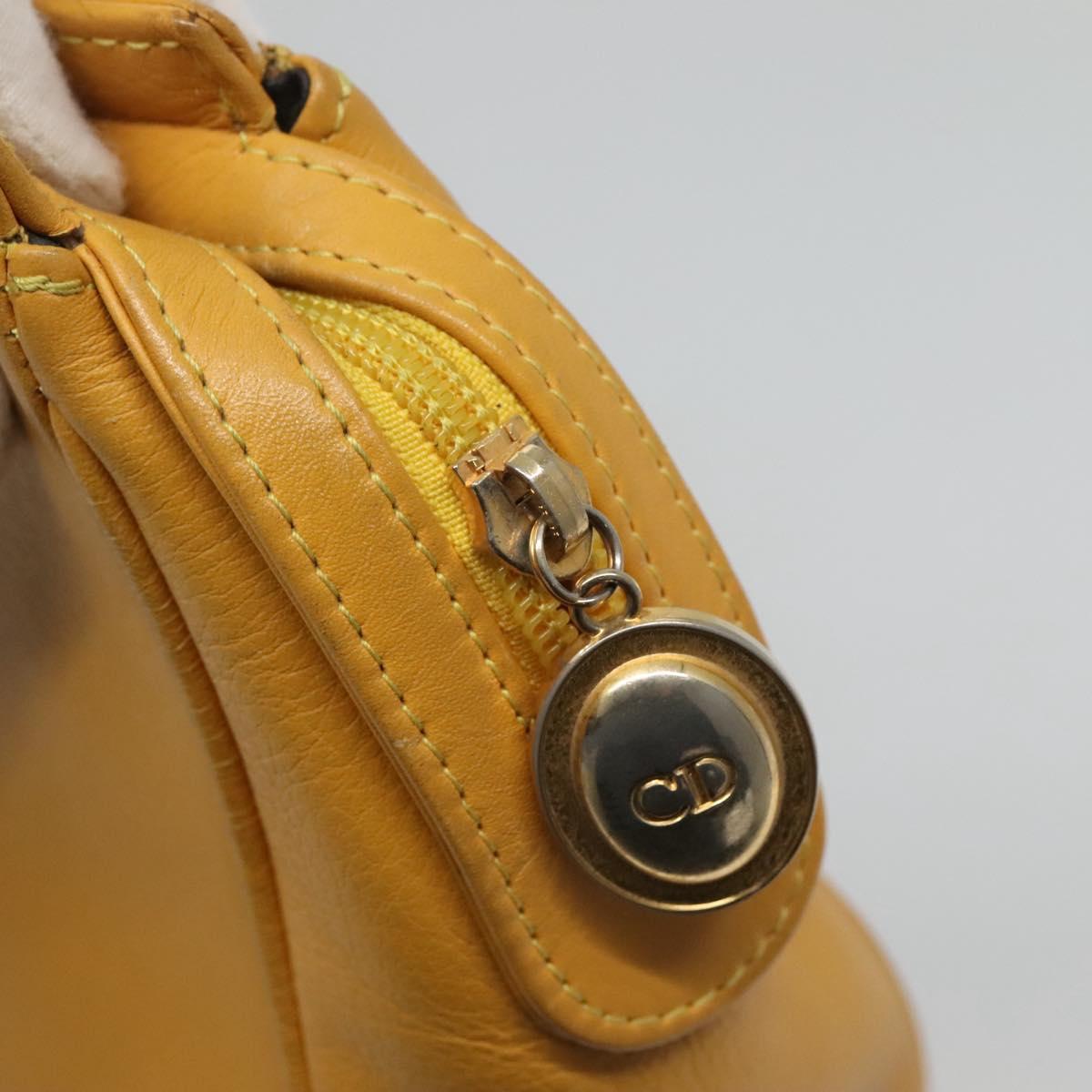 Christian Dior Tote Bag Leather Yellow Gold Auth hk2518