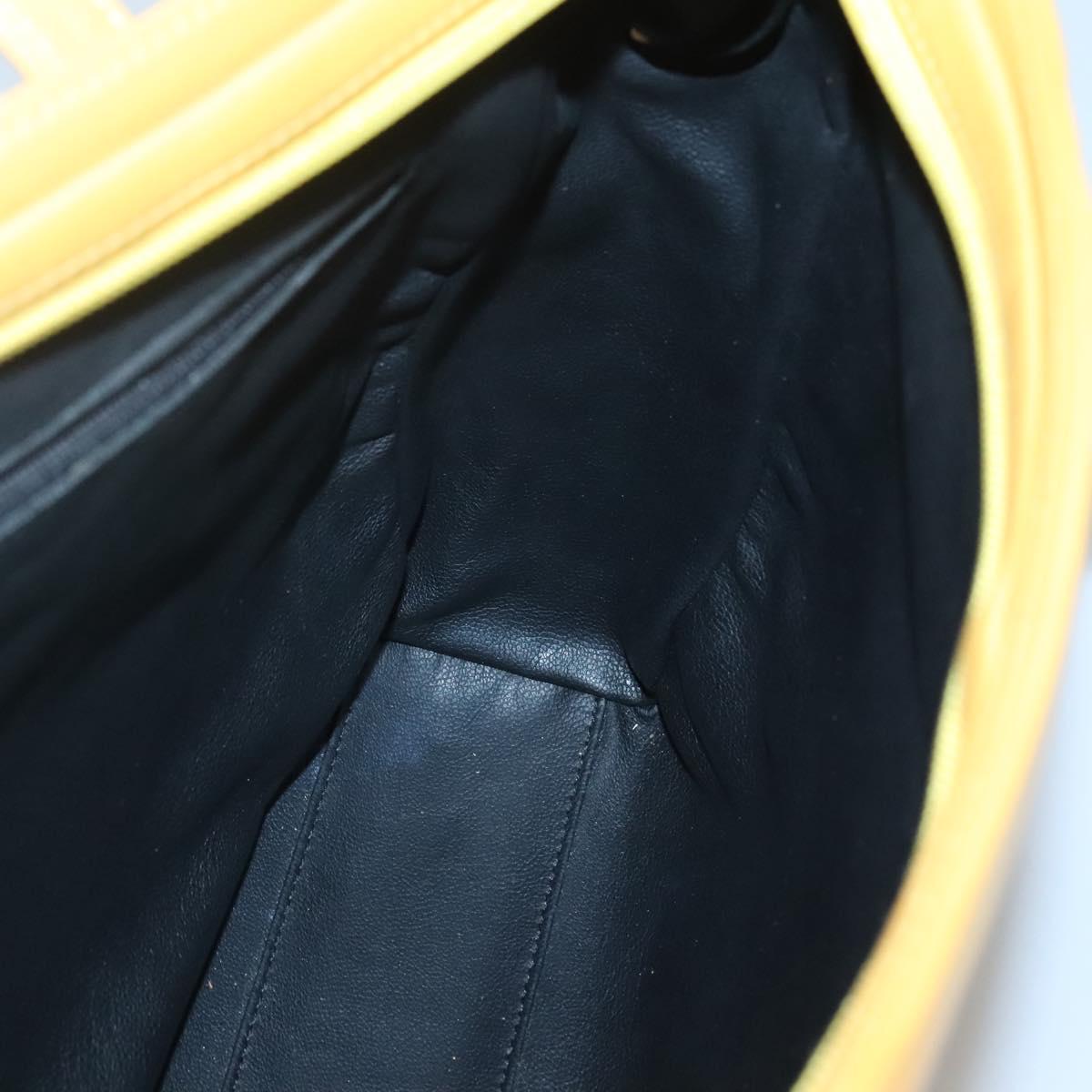 Christian Dior Tote Bag Leather Yellow Gold Auth hk2518