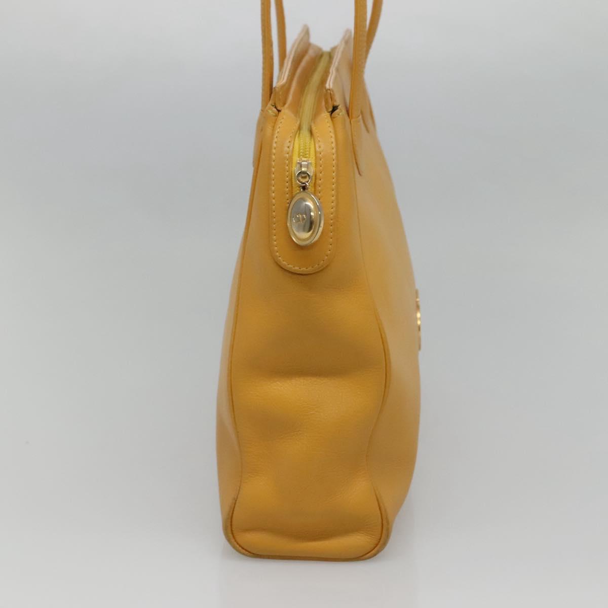 Christian Dior Tote Bag Leather Yellow Gold Auth hk2518