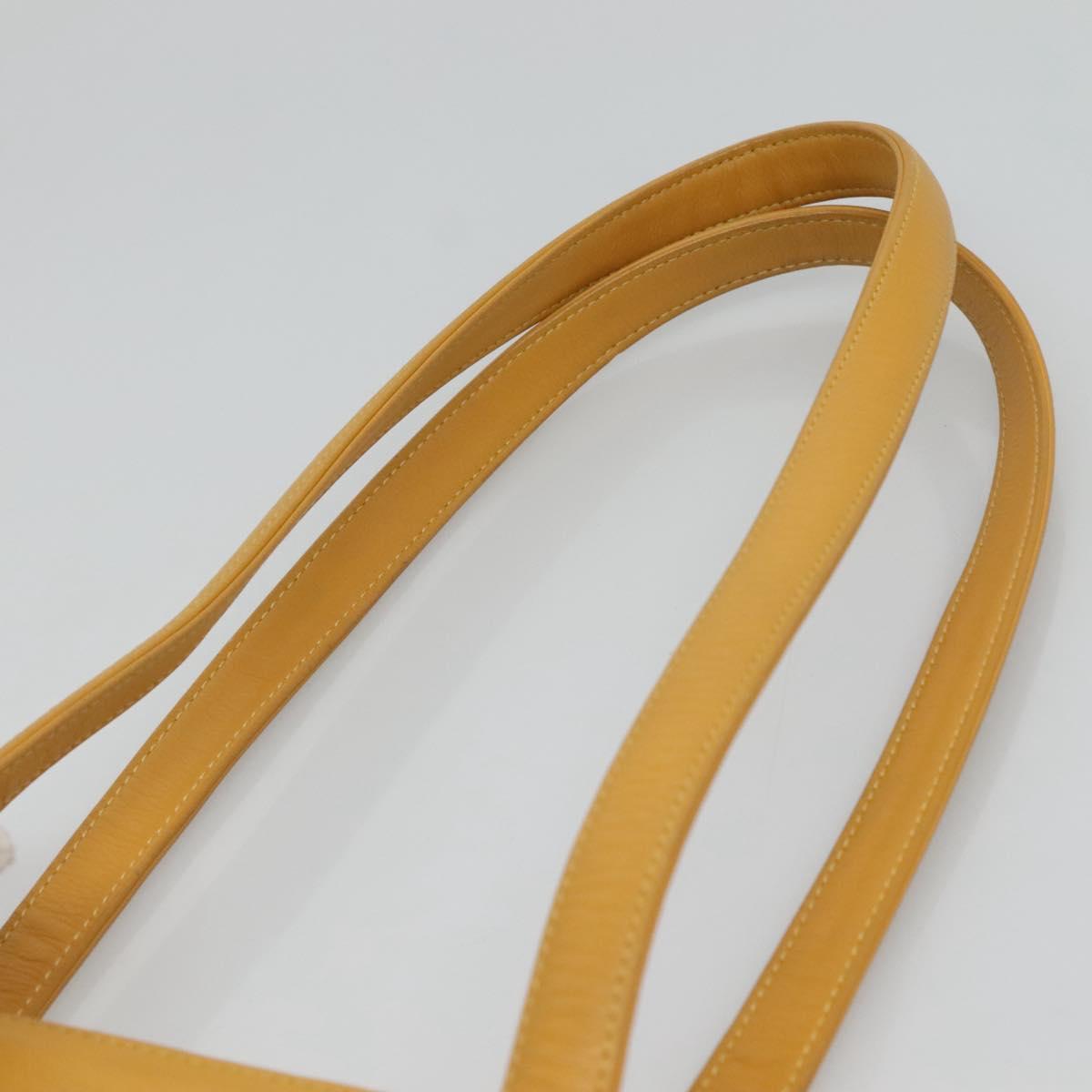 Christian Dior Tote Bag Leather Yellow Gold Auth hk2518