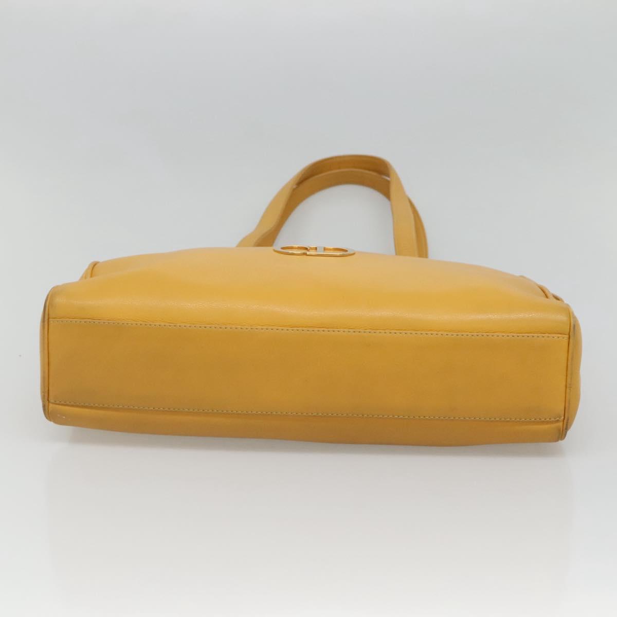 Christian Dior Tote Bag Leather Yellow Gold Auth hk2518
