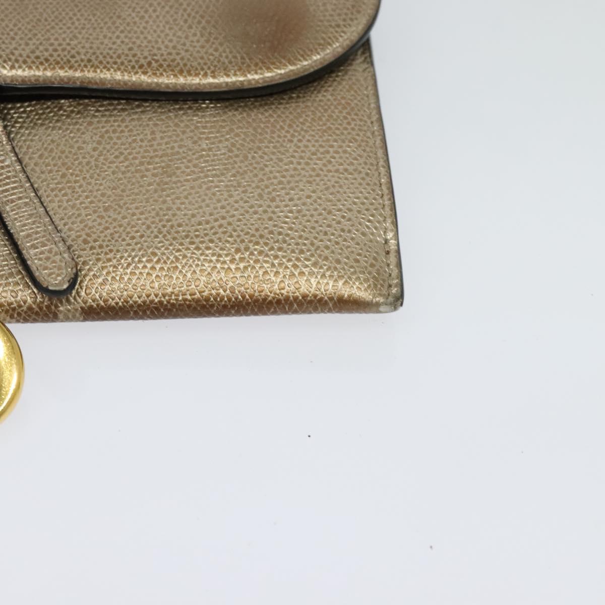 Christian Dior Saddle Chain Wallet Leather Brown Gold Auth hk2524