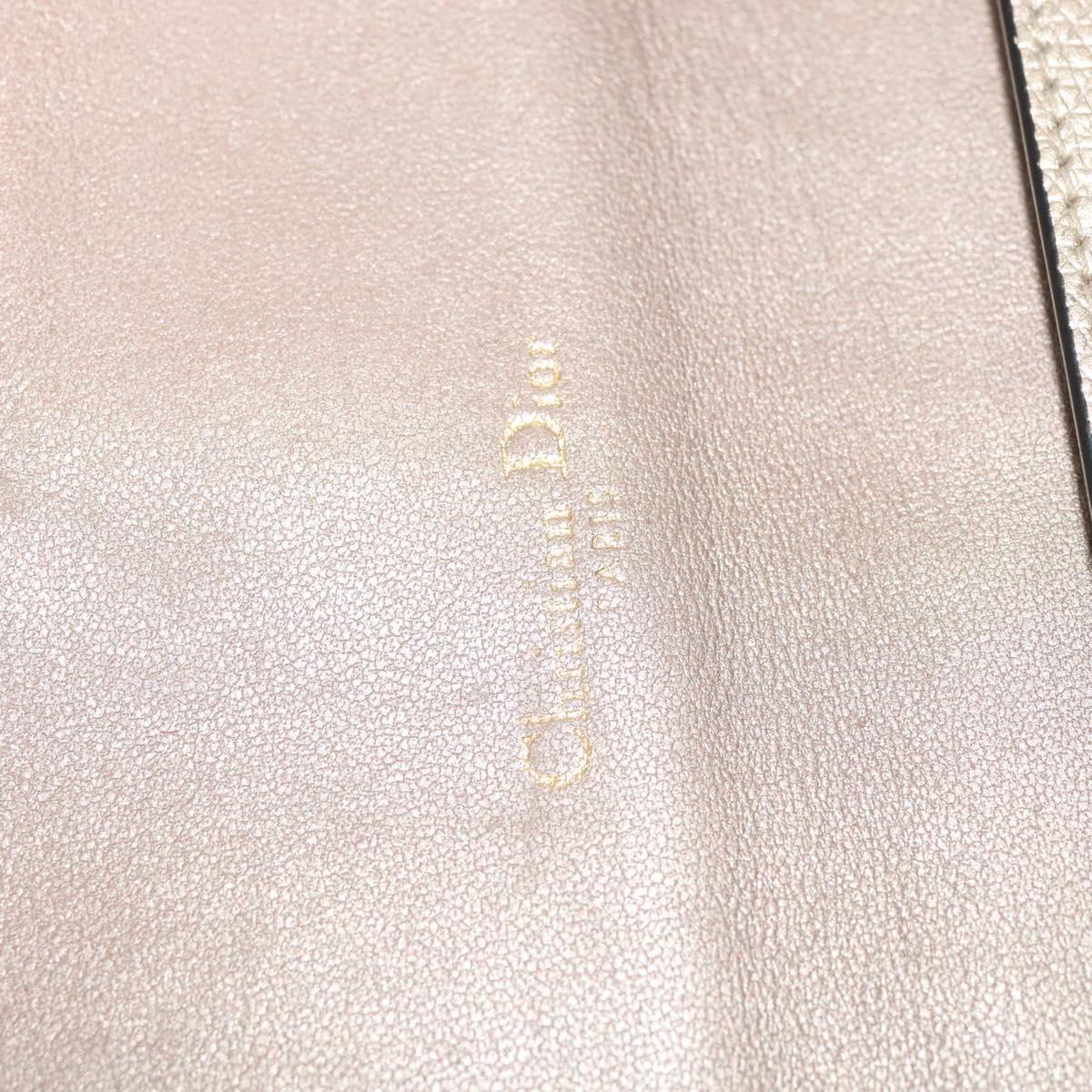 Christian Dior Saddle Chain Wallet Leather Brown Gold Auth hk2524