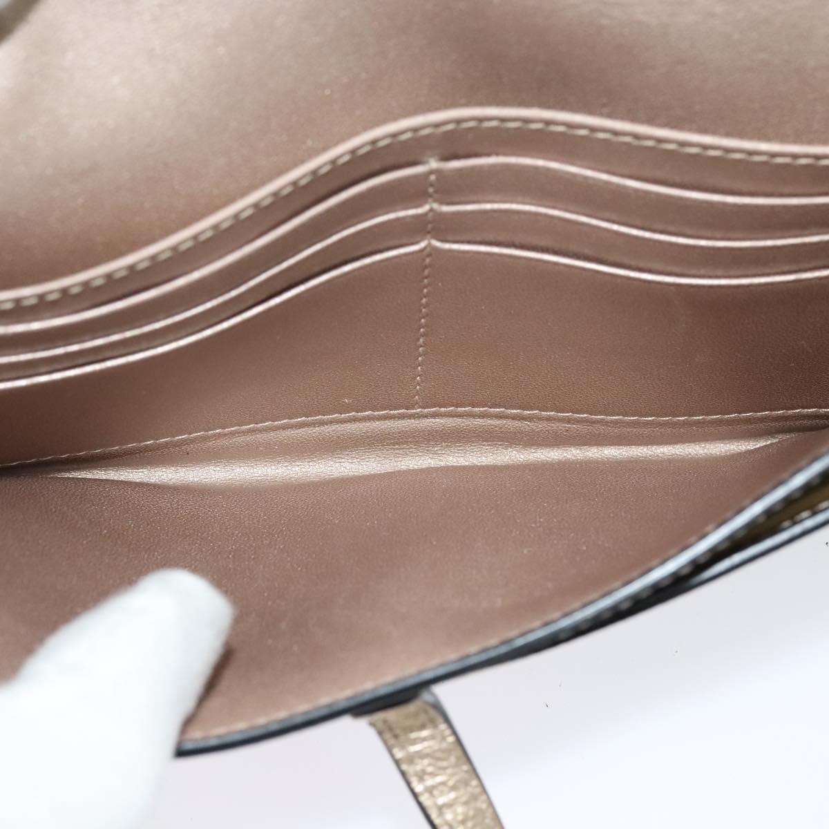 Christian Dior Saddle Chain Wallet Leather Brown Gold Auth hk2524