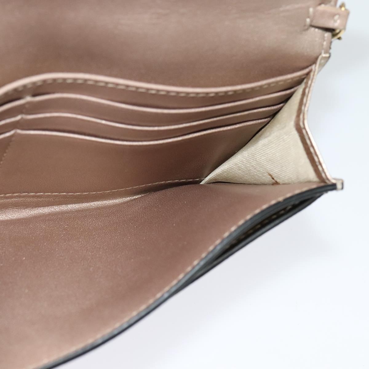 Christian Dior Saddle Chain Wallet Leather Brown Gold Auth hk2524