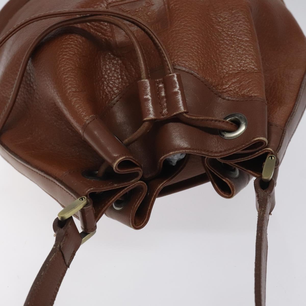 Burberrys Shoulder Bag Leather Brown Gold Auth hk2525