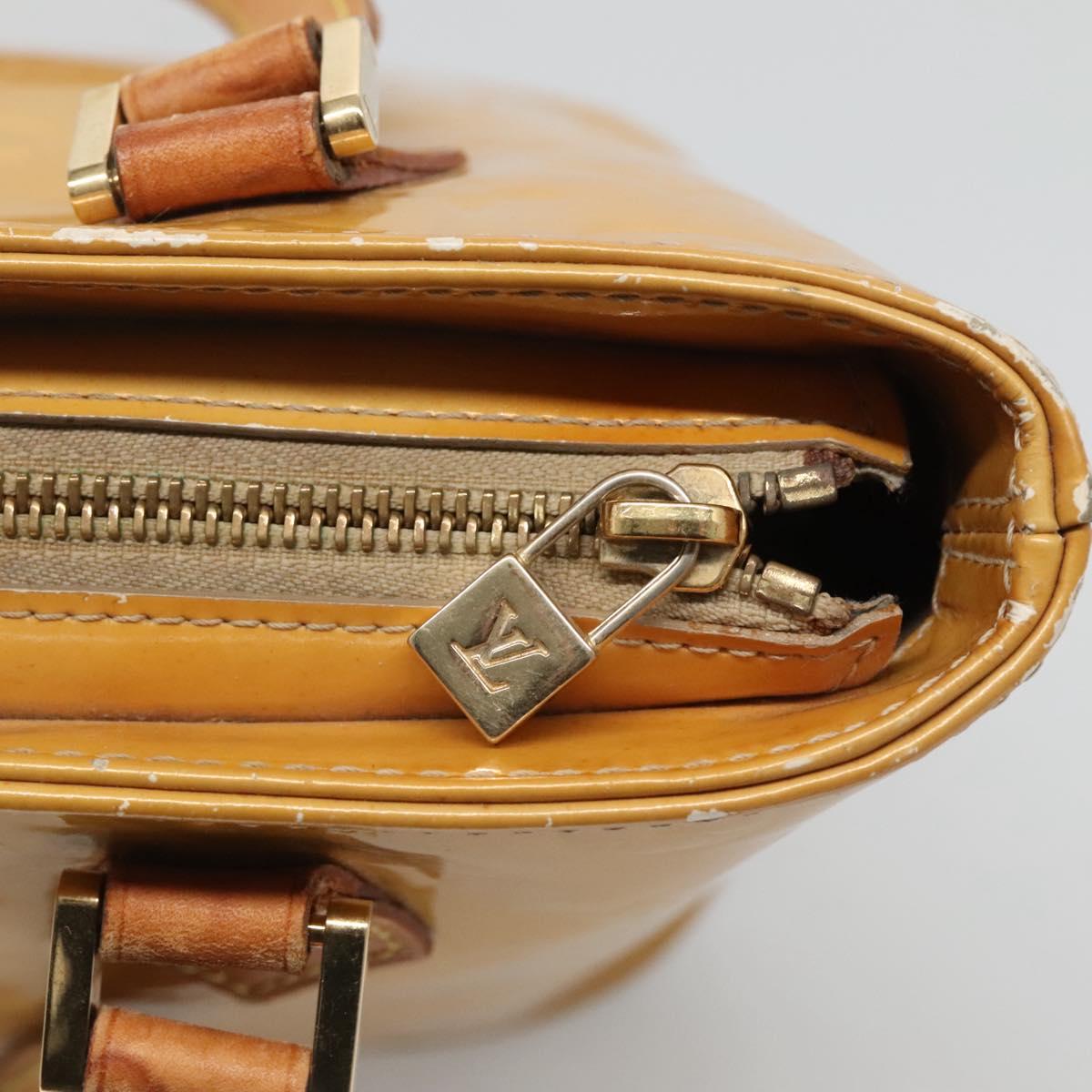 LOUIS VUITTON Monogram Vernis Houston Hand Bag Beige M91004 LV Auth hk2531