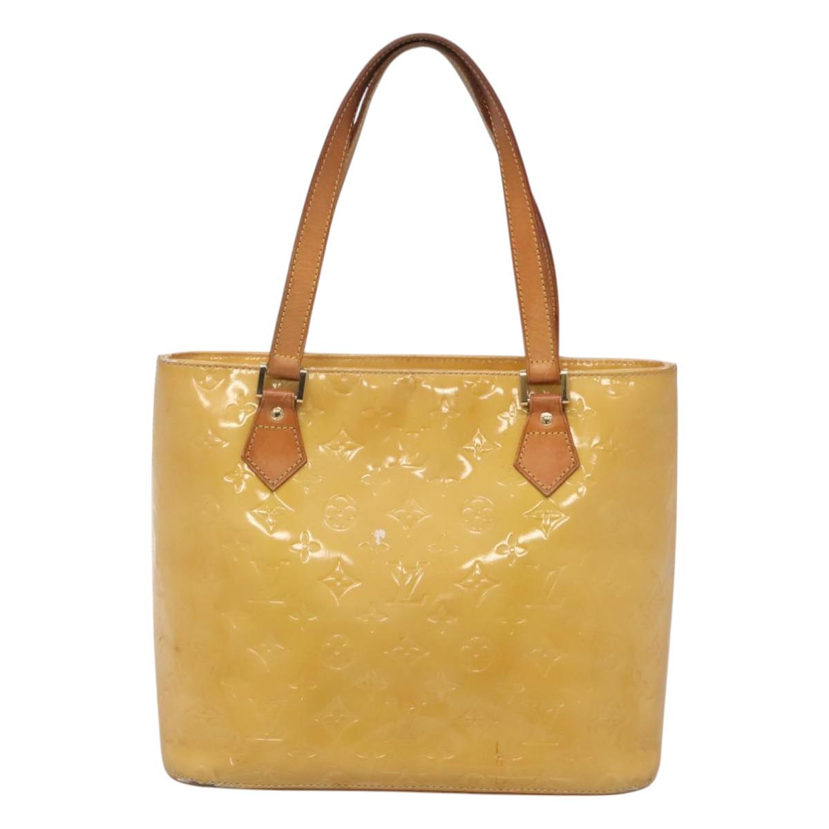 LOUIS VUITTON Monogram Vernis Houston Hand Bag Beige M91004 LV Auth hk2531