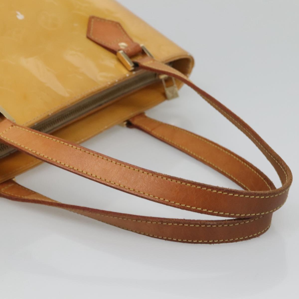 LOUIS VUITTON Monogram Vernis Houston Hand Bag Beige M91004 LV Auth hk2531