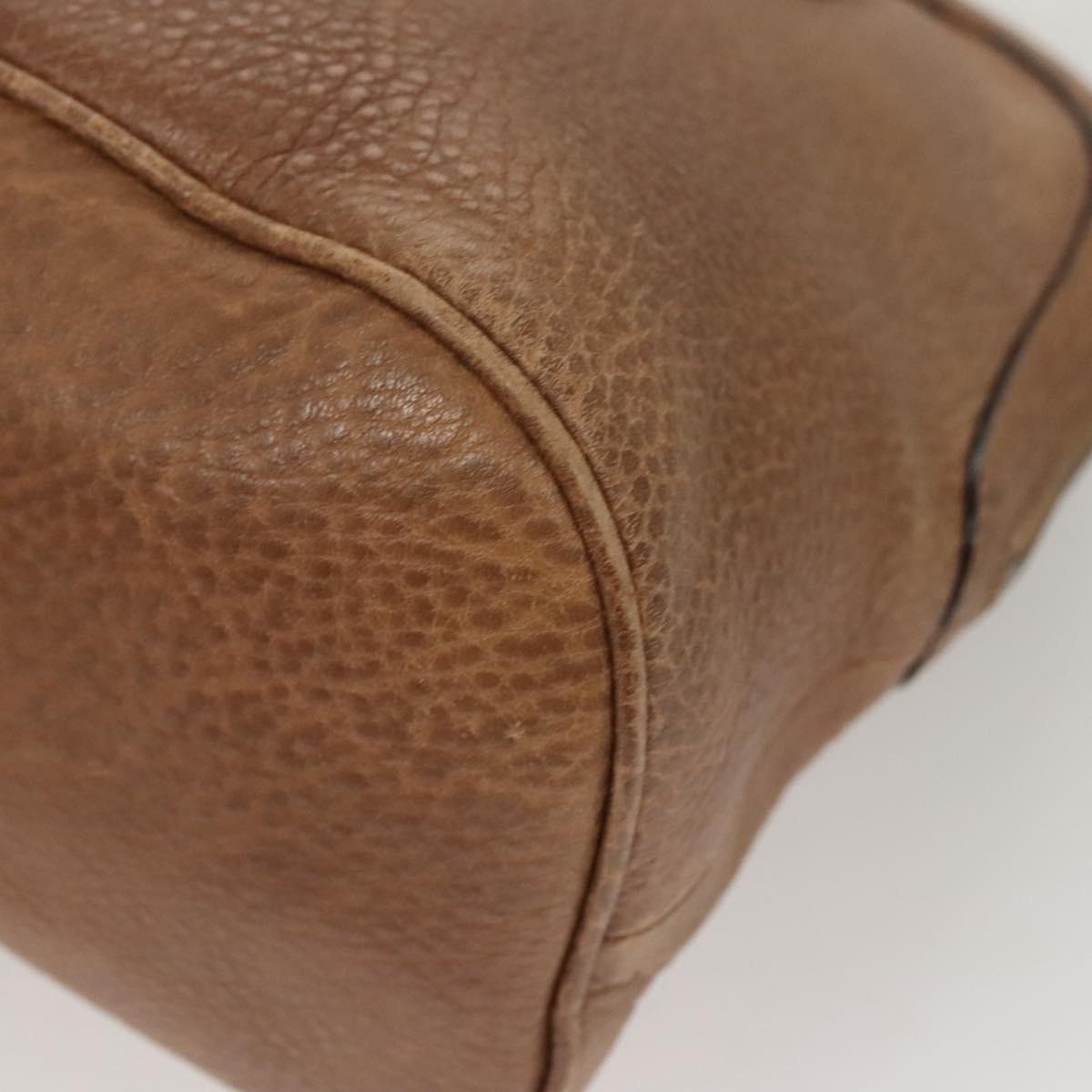 GUCCI Hand Bag Leather Outlet 2way Brown Silver 420023 Auth hk2583