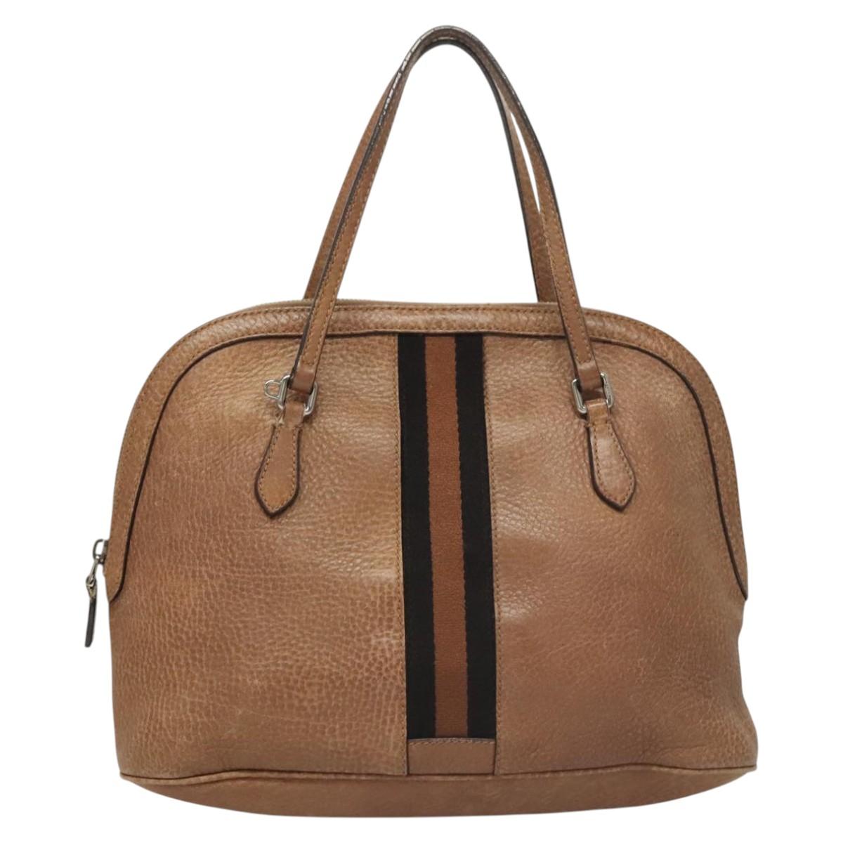 GUCCI Hand Bag Leather Outlet 2way Brown Silver 420023 Auth hk2583