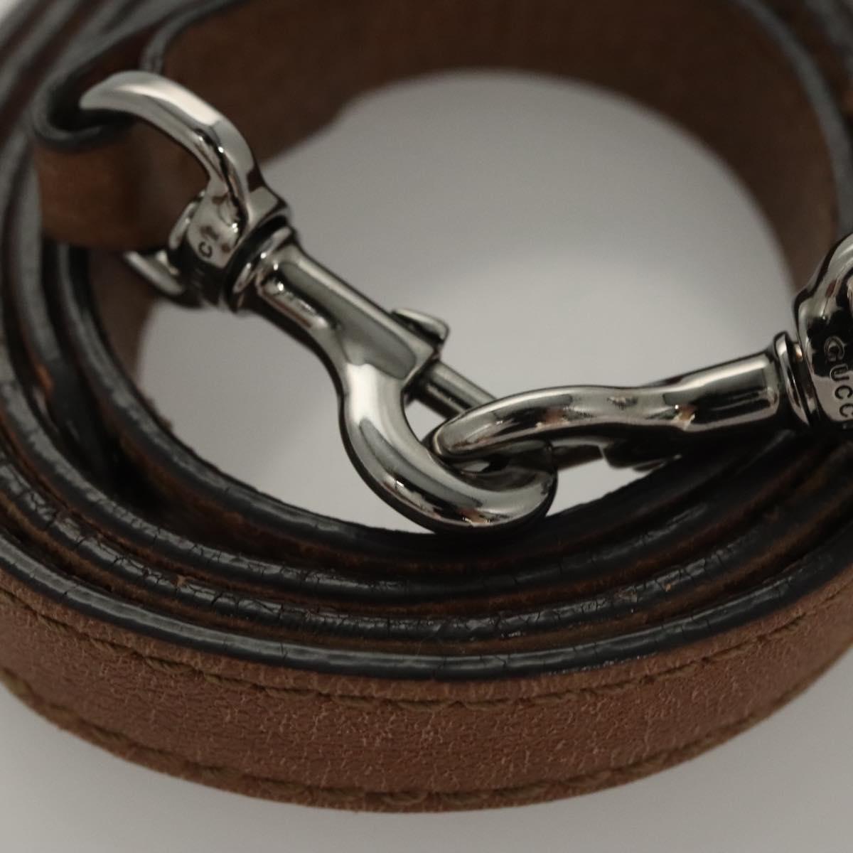 GUCCI Hand Bag Leather Outlet 2way Brown Silver 420023 Auth hk2583
