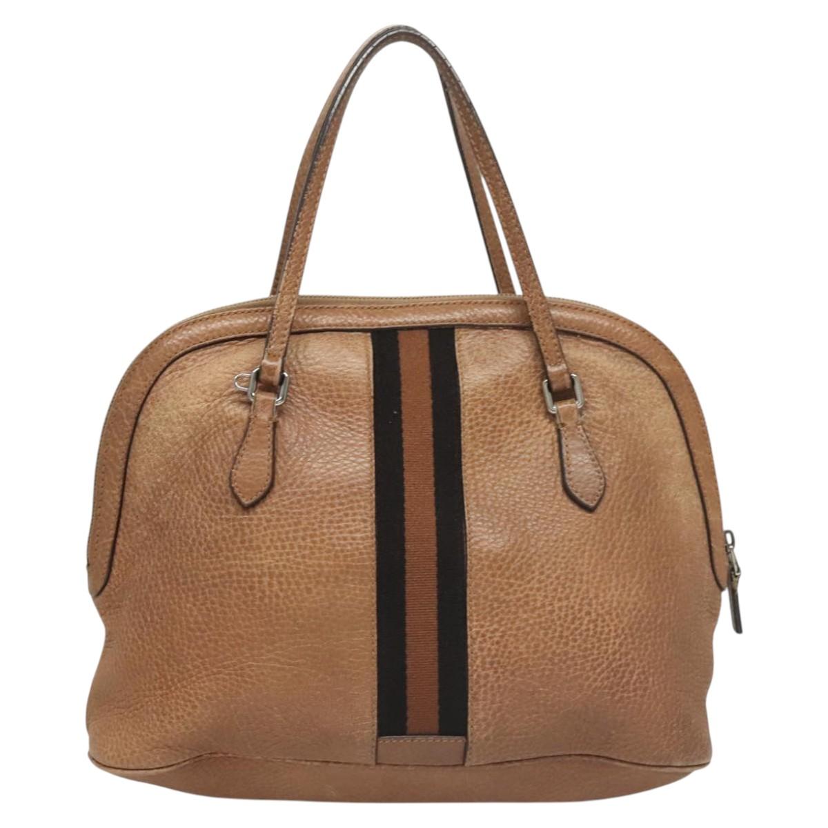 GUCCI Hand Bag Leather Outlet 2way Brown Silver 420023 Auth hk2583