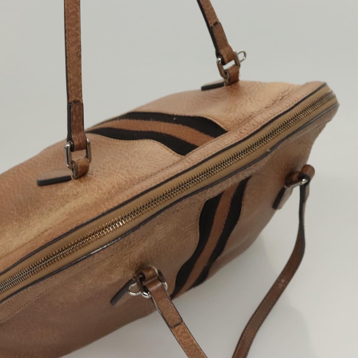 GUCCI Hand Bag Leather Outlet 2way Brown Silver 420023 Auth hk2583
