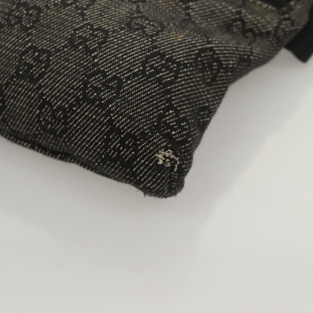 GUCCI GG Canvas Waist bag Black Silver 28566 Auth hk2587