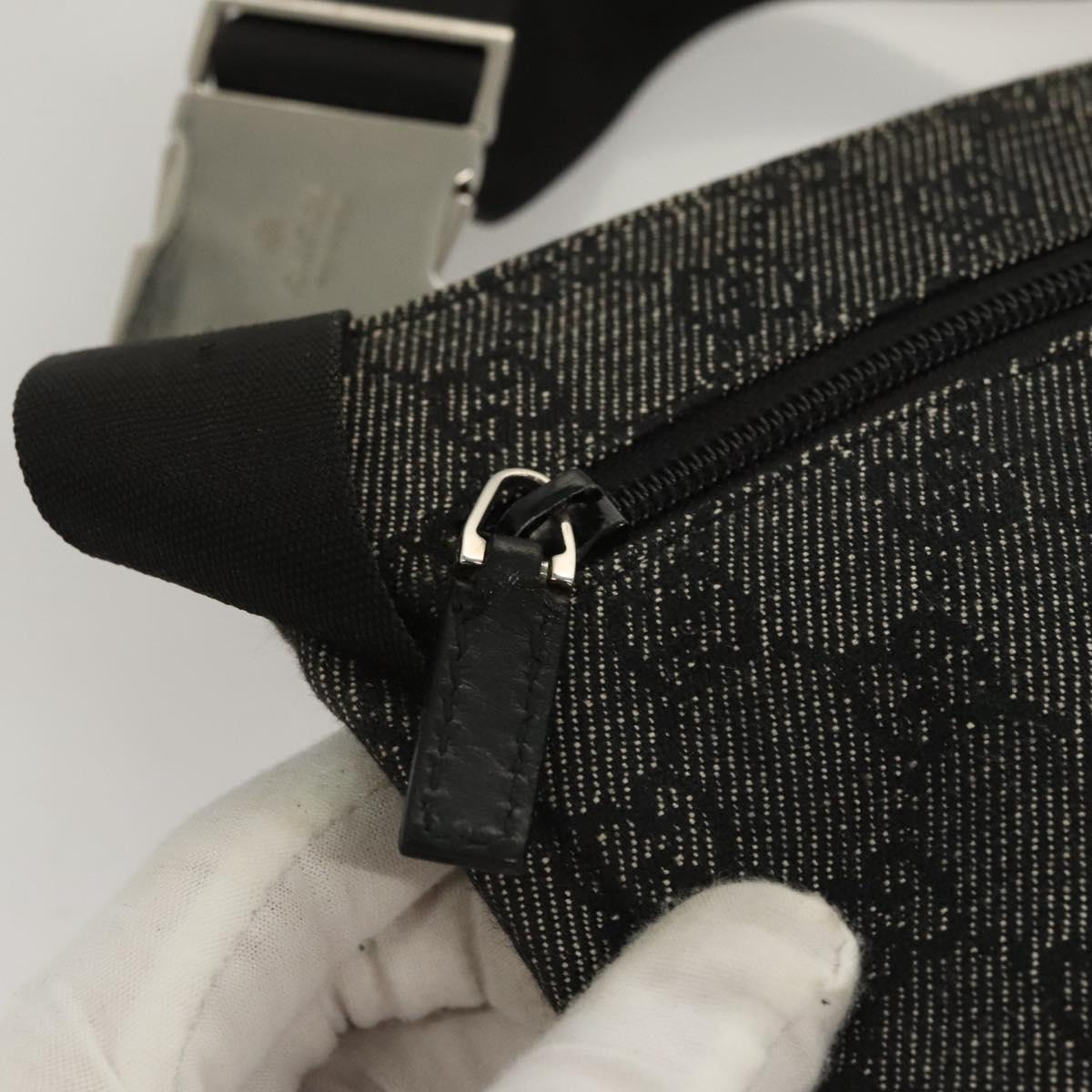 GUCCI GG Canvas Waist bag Black Silver 28566 Auth hk2587