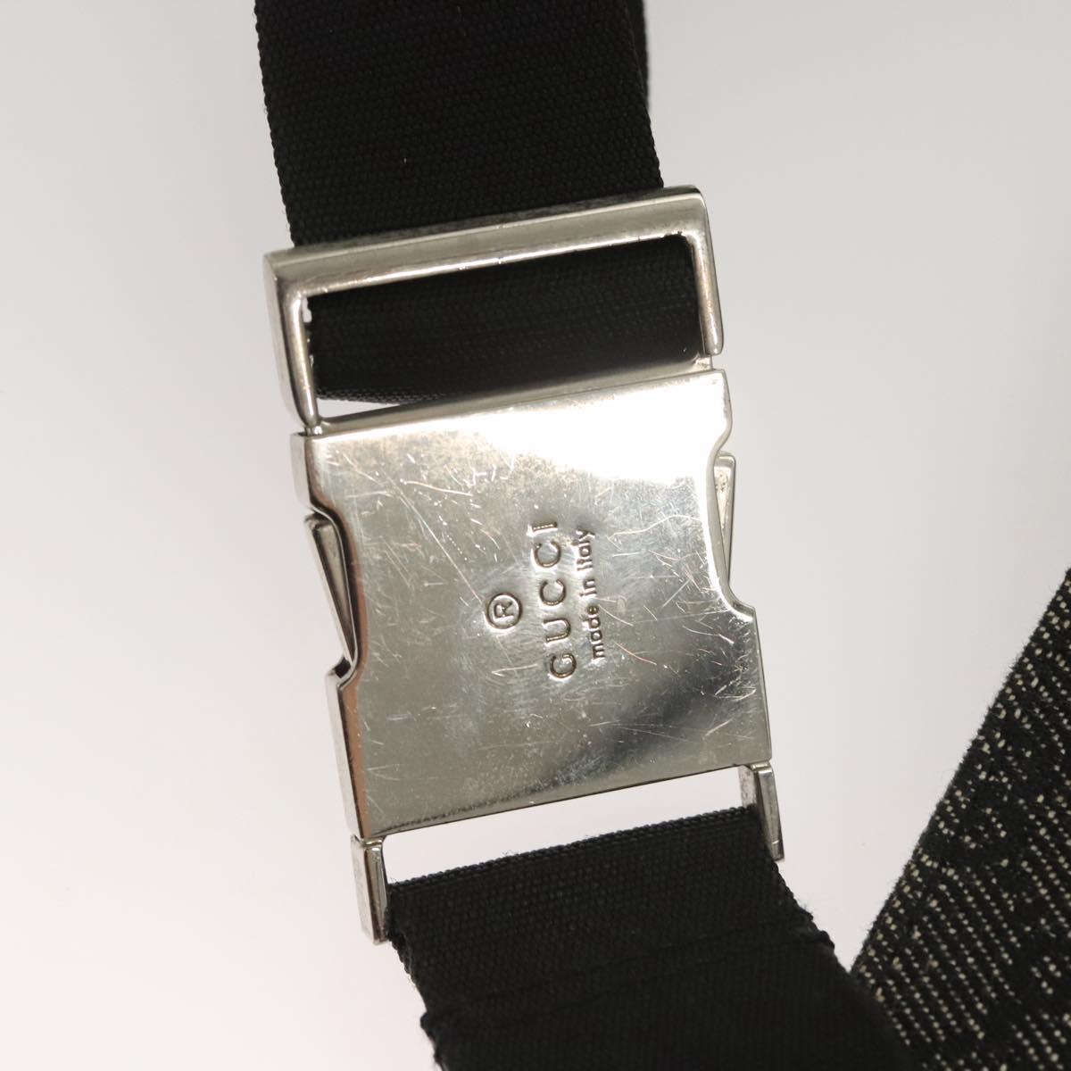 GUCCI GG Canvas Waist bag Black Silver 28566 Auth hk2587