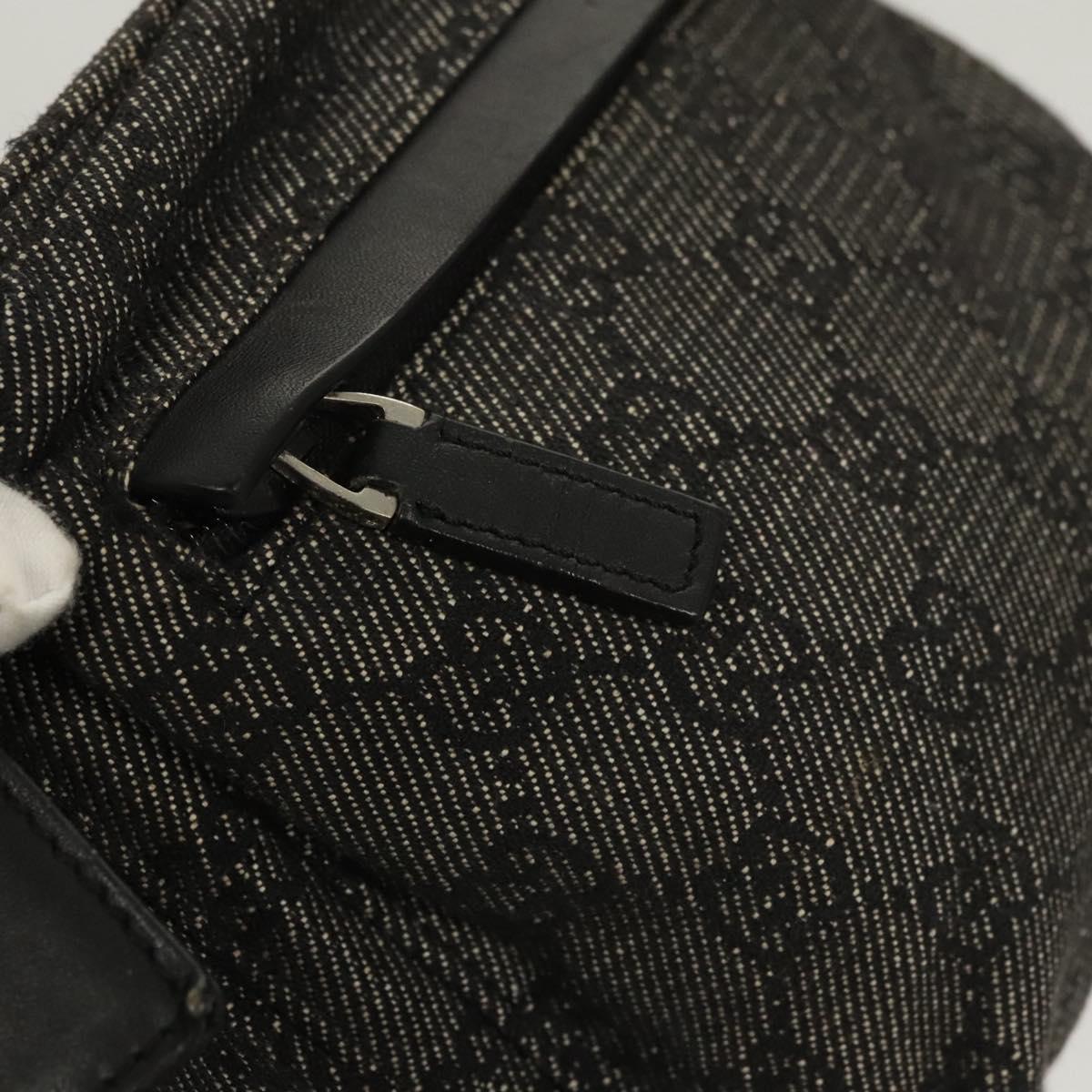 GUCCI GG Canvas Waist bag Black Silver 28566 Auth hk2587