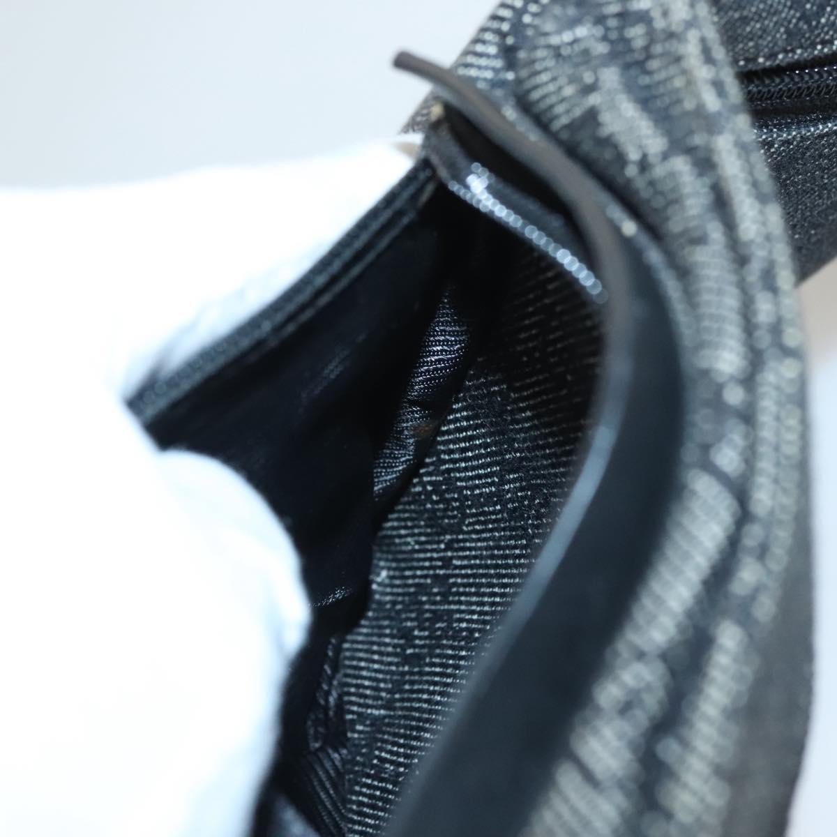 GUCCI GG Canvas Waist bag Black Silver 28566 Auth hk2587