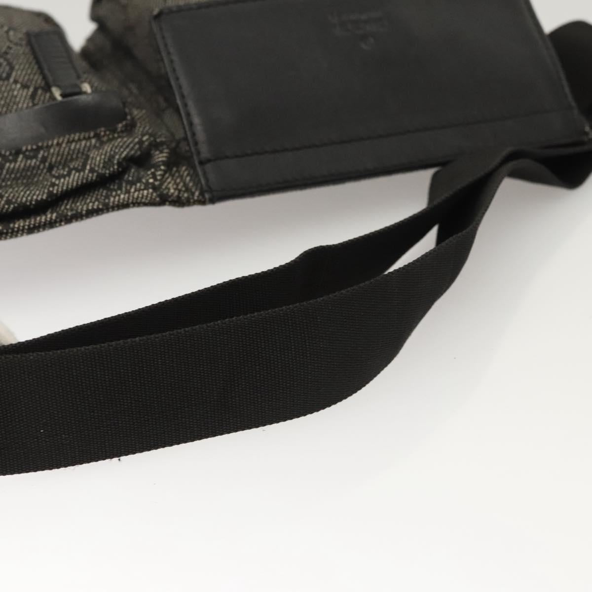 GUCCI GG Canvas Waist bag Black Silver 28566 Auth hk2587