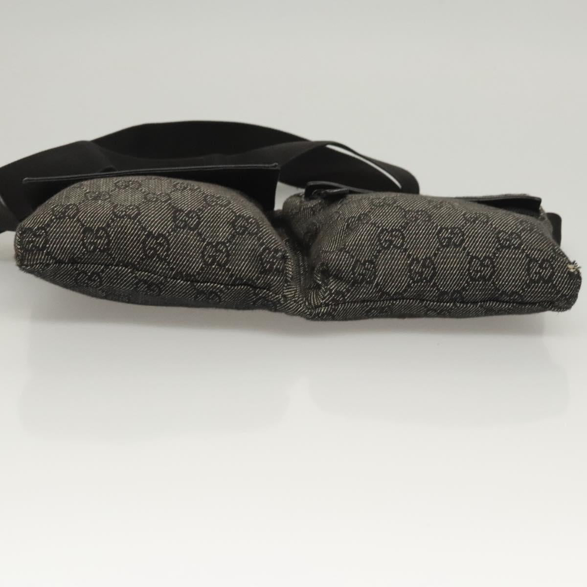 GUCCI GG Canvas Waist bag Black Silver 28566 Auth hk2587
