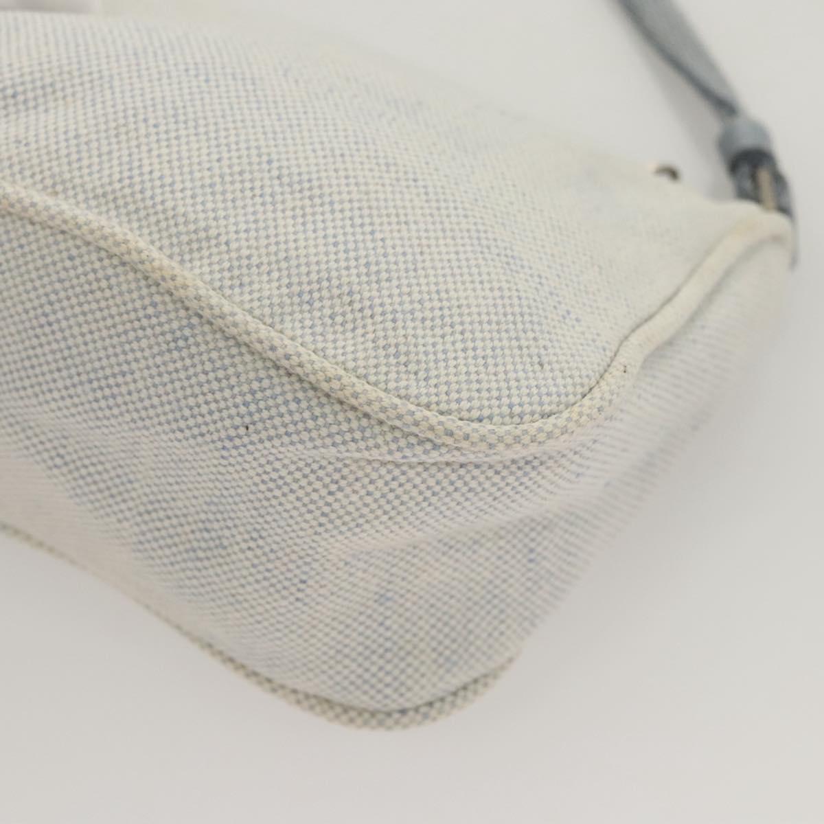 PRADA Sports Accessory Pouch Canvas Light Blue Silver Auth hk2591