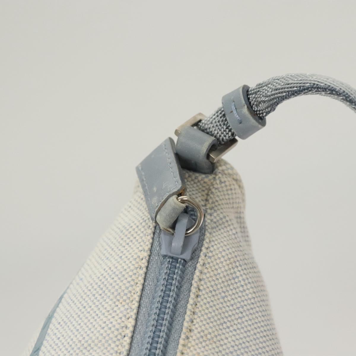 PRADA Sports Accessory Pouch Canvas Light Blue Silver Auth hk2591