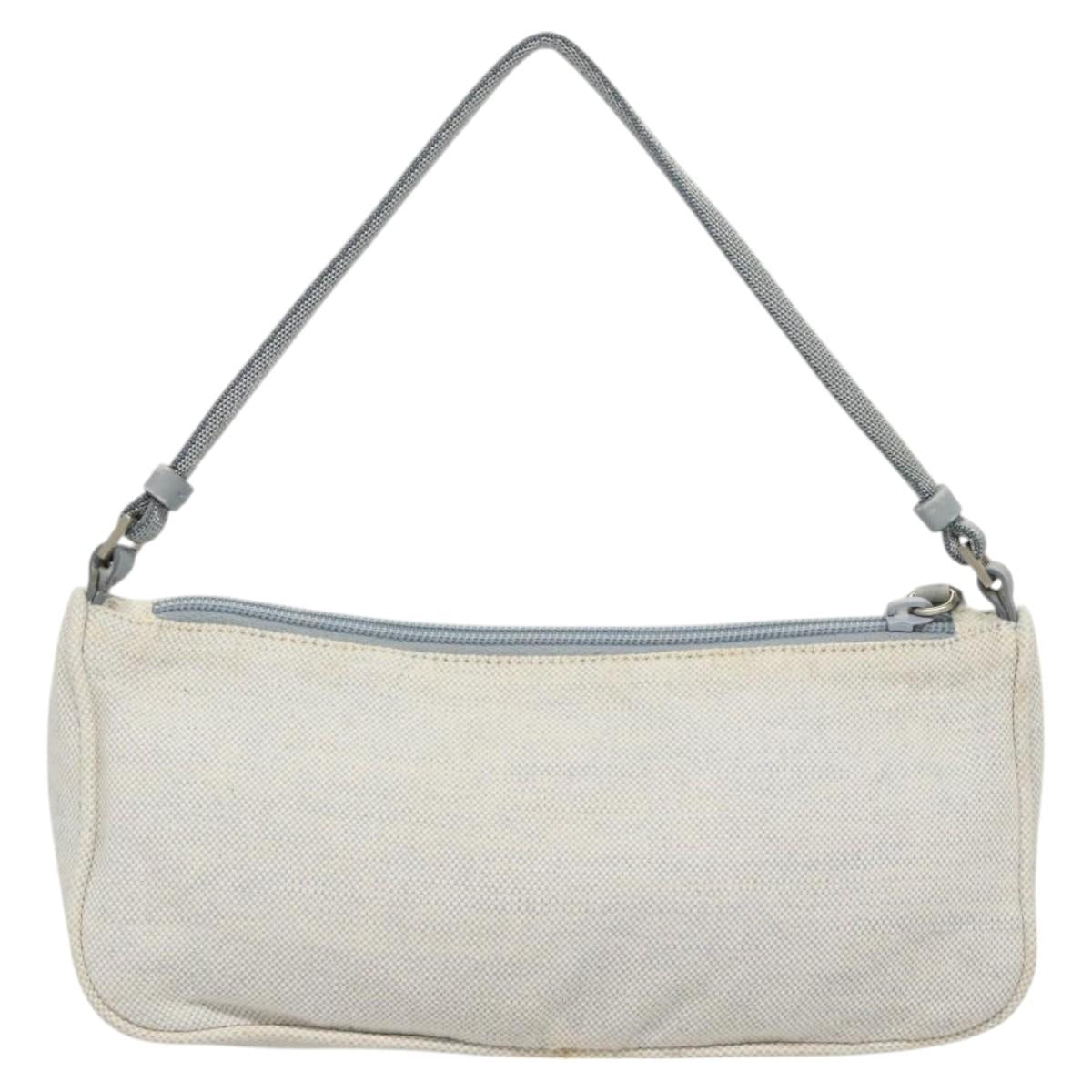 PRADA Sports Accessory Pouch Canvas Light Blue Silver Auth hk2591