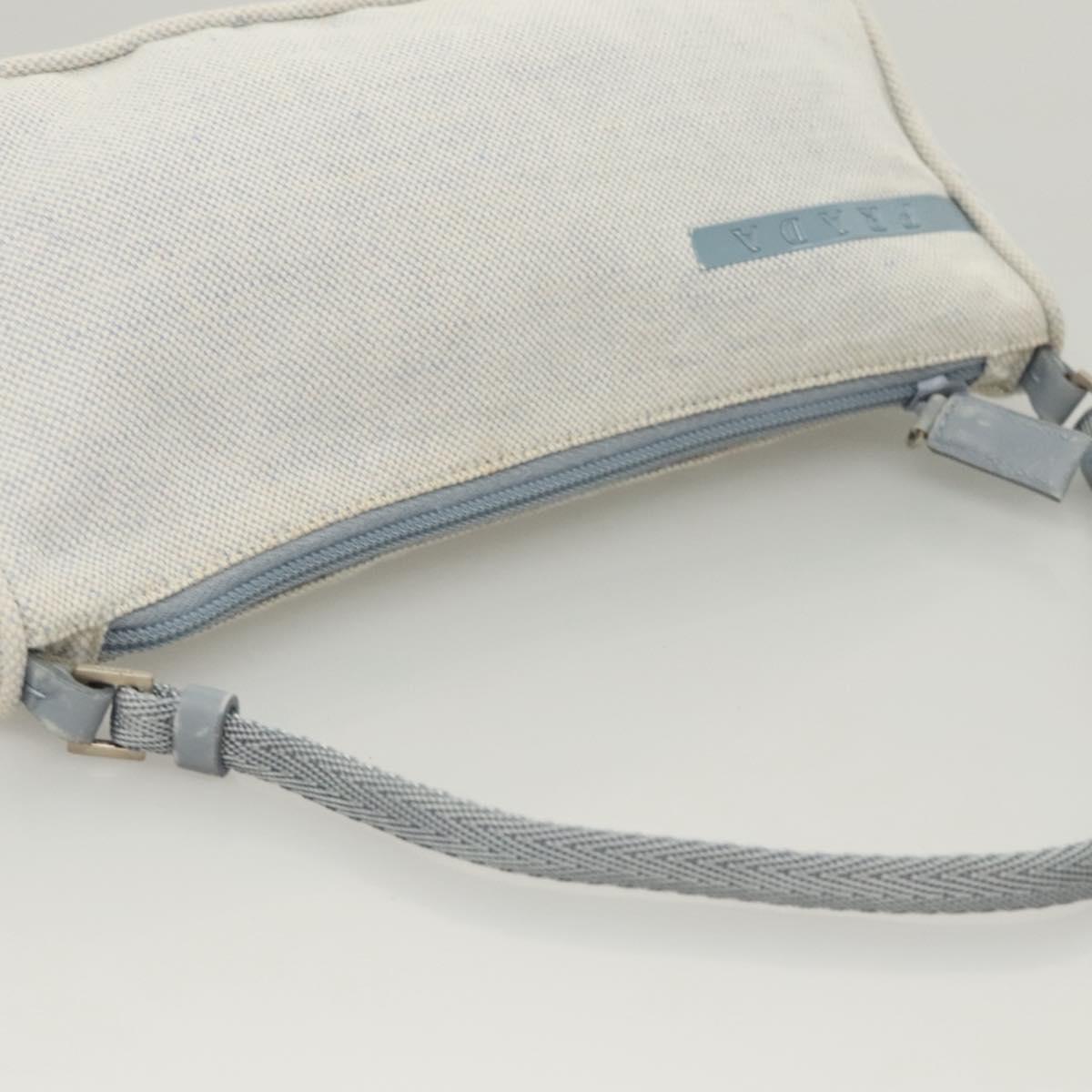 PRADA Sports Accessory Pouch Canvas Light Blue Silver Auth hk2591