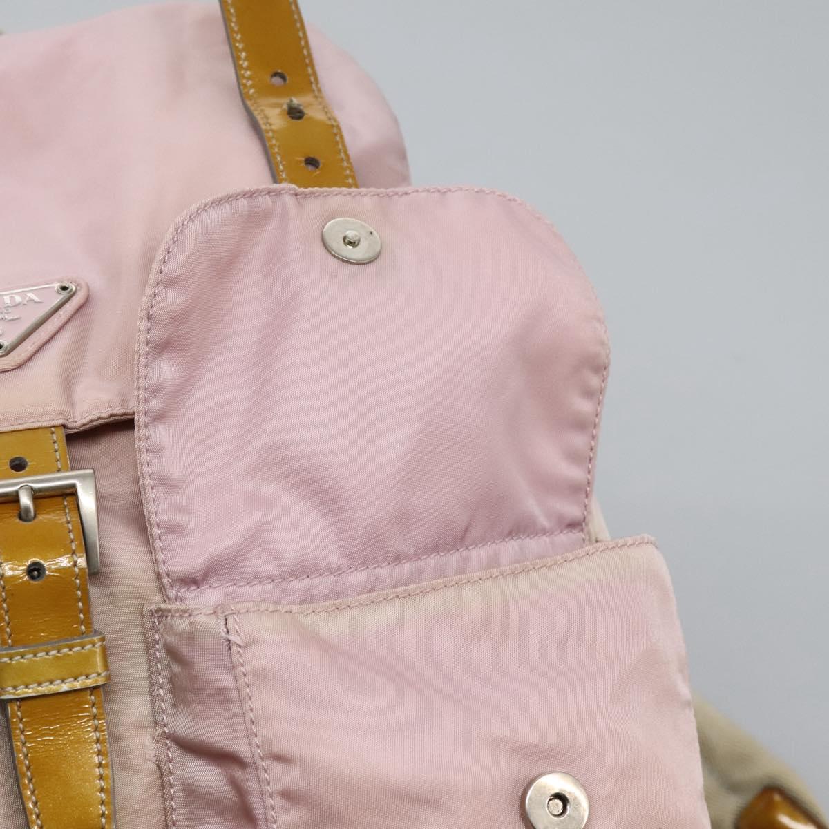 PRADA Backpack Nylon Pink Silver Auth hk2592