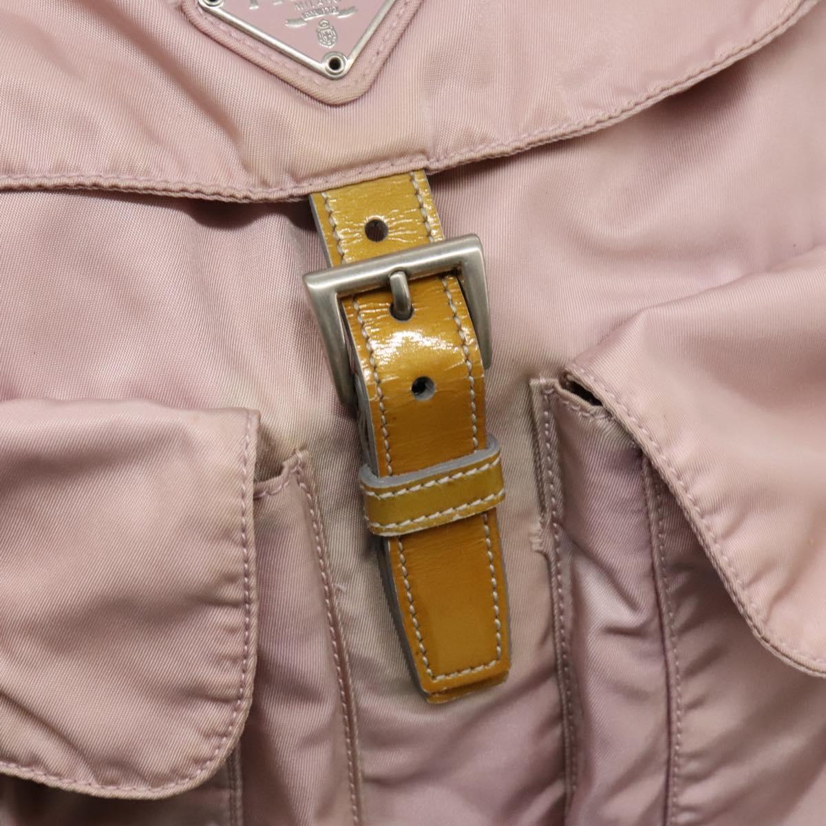 PRADA Backpack Nylon Pink Silver Auth hk2592